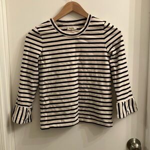 Black and cream striped long sleeved madewell shirt